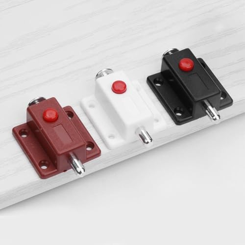Image of 6 Pcs Automatic Spring Loaded Door Latch Lock ABS Plastic Push Security Bolt for Windows Cabinets Drawers Kitchen Furniture Sliding Locks Home Safety & Window Cabinet Drawer (Brown)