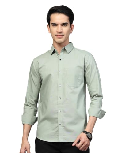 Image of Majestic Man Solid Cotton Casual Shirt - Slim Fit, Full Sleeves, Premium Button Closure