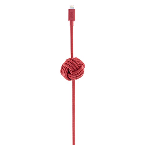 Native Union Night Cable [Apple MFi Certified] for Apple Lightning Devices 10ft Lightning to USB Charging Cable with Weighted Knot (Red)