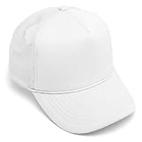 Classic Foam Trucker Cap Mesh Back Mesh Front Sew On Front Casual Sports Sun Visor Hat with Adjustable Snapback Closure Unisex Outdoor Trekking Hat for Men Women (White)