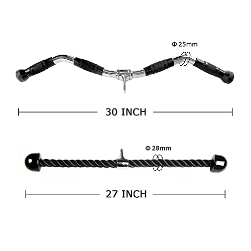 Sogawave LAT Pull Down BarBarbell MultiExerciser Cable Attachment For Cable Machines Solid Steel Tricep Press Down Bar with Rubber Handgrips 30 Inch & Revolving Hanger For tricep, Muscle by Sogawave - Image 3