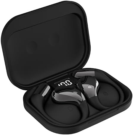 Open-Ear Headphones, Bluetooth 6.0 Wireless Earbuds Powerful Sound, 40H Open Ear Earbuds with ENC Mic, Adjustable Ear Hooks/IP7 Waterproof/Ultra-Comfort Earphones, DeepBlack