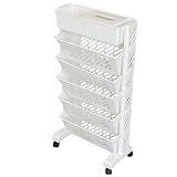 APBATS 6 Tier Book Rack Storage Bookshelf, Removable Movable Unique Bookcase, Utility Organizer Whit