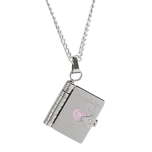 PNZLZIA Collana con Ciondolo a Libro Vintage 18 carati, Collana con Ciondolo a Catena di Libri apribile, Collana con Ciondolo a Libro con Farfalla a Cuore (A)