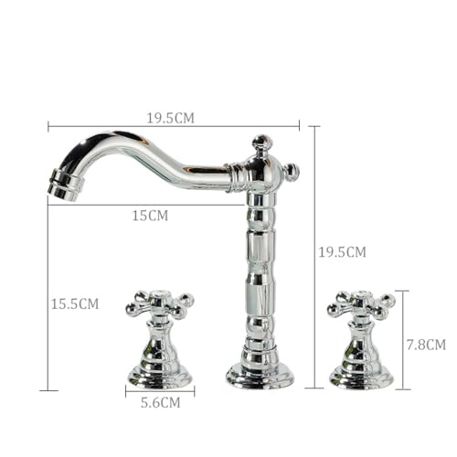 Robinet vasque 3 trous rétro en laiton doré double commande pour votre routine matinale