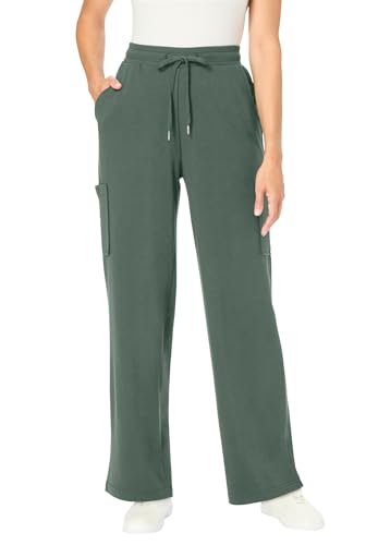Woman Within Plus Size Petite Womens Plus-Size Knit Pull-On Drawstring Cargo Pants - 12, Pine
