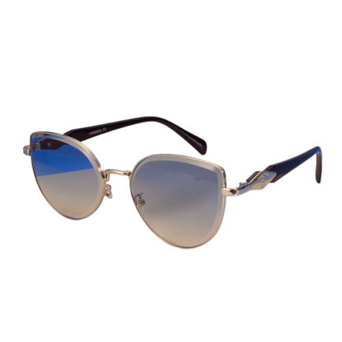 Lunettes de soleil œil de chat ovales en métal pour femme avec verres dégradés