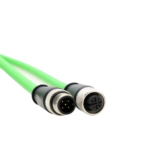 HangTon M12 Ethernet-Kabel für industrielle Steuerungsautomatisierung, IO Link Feldbus NMEA2000 Sensor-Netzwerk, CAN-Bus, A-Code 5-poliger Stecker auf 5-polige Buchse, CAT6, geschirmt, wasserdicht,