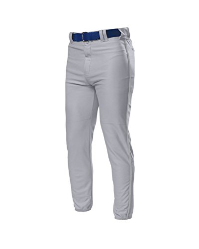 A4 Adult Pro Style Elastic Bottom Baseball Pant, Grey, X-Large