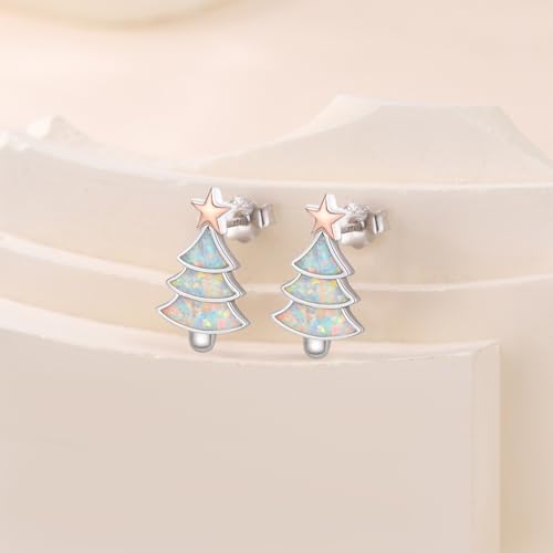 Christmas Tree Earrings for Women 925 sterling silver Christmas Tree Earrings with Opal Xmas Dress Up Jewelry Earrings for Women Xmas Gifts2