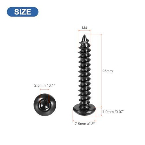 Tornillos autorroscantes hexagonales con cabeza plana, M4 x 25mm de acero al carbono, paquete de 25 piezas miniatura 2