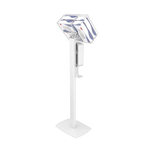 Image of Hand Sanitizing Station - CTA Premium Thin Profile Floor Stand Sanitizing Station and Heavy-Duty Secured Acrylic Glove & Mask Boxes with Automatic Soap and Hand Sanitizer Dispenser (SAN-CHK1W) - White