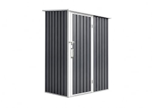Divona Felix 5 x 3 FT Outdoor Metal Storage Shed with Pent Roof Heavy-Duty Galvanized Steel Garden Shed Lockable Waterproof Tool Storage House Rust-Resistant Outdoor Utility Shed
