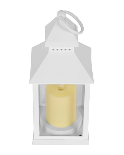 Image of Homesake 1 Pc Flameless and Smokeless Acrylic Antique LED Hurricane Lamp Wall Hanging for Home, Living Room Corner, Festive Decor, Diwali Decoration for Home, Classic, White