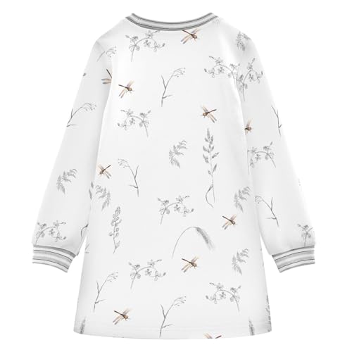 Dragonfly Girls Dresses Long Sleeve Sweatshirt Dress for Girls Winter Toddler Casual A Line Dresses Size 2-8T2