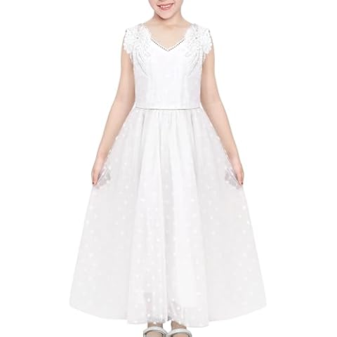 White Polka Dot Rhinestone Dress Age 8 Cover