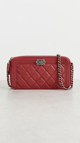 Chanel Women's Pre-Loved Caviar Boy Double Zip Wallet On Chain, Pink, One size2