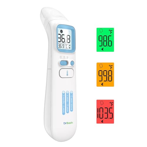 DrBash Baby Thermometer, 3-in-1 Infrared Thermometer for Ear, Forehead & Touchless, Fever Digital Thermometer for Baby, Infants,Toddlers, Kids & Adults with Fever Alert and Memory Recall