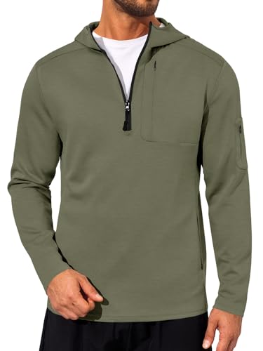 Yousify Mens Quarter Zip Hoodie Sweatshirts Long Sleeve Casual Pullover Sports Outdoor Hoodies with Zip Pockets - Main Image