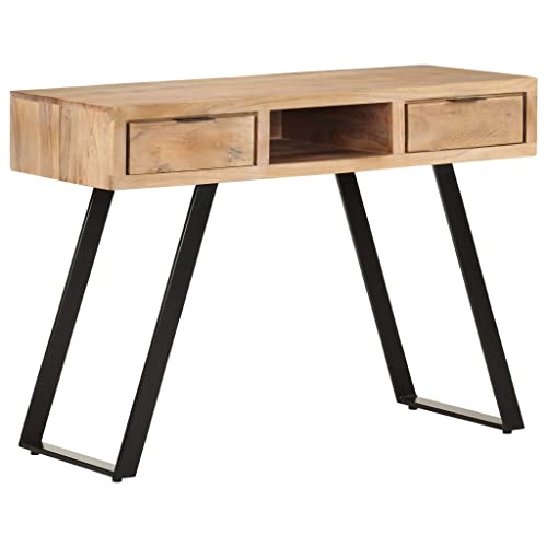 MOBCANT Schreibtisch aus Akazien-Massivholz - PC-Tisch mit Schubladen & Fach 107 x 45 x 79 cm für den Homeoffice-Bereich