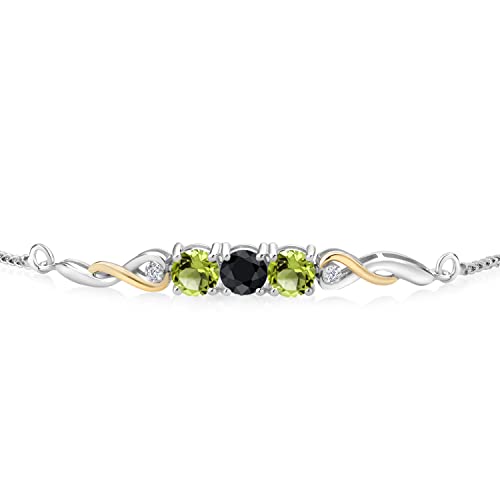 Two-Tone Gemstone Birthstone and Peridot and Accent Lab Grown Diamond Infinity Tennis Bracelet For Women In 925 Silver and 10K Yellow Gold | Round 5MM and 1.3MM | Fully Adjustable Up to 9 Inch2
