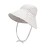 Baby Sun Hat Toddler Sun Hat Kids Breathable Bucket Sun Protection Hat | Adjustable, Stay-on Chin-Strap, Summer Play Hat 2-4 Years Creamy-White Stripe