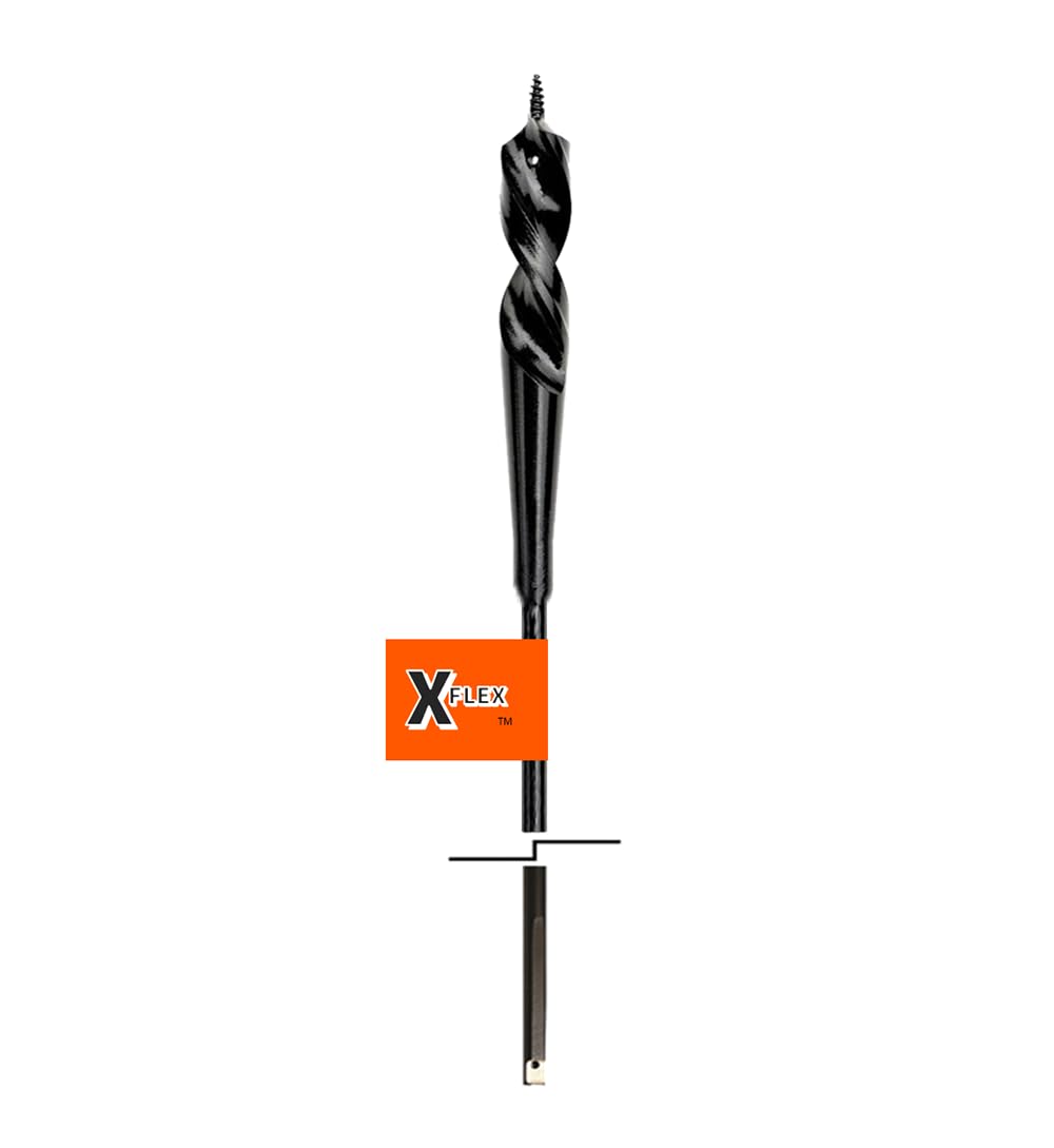 Made in The USA, Eagle Tool US X Flex, Flex Shank Installer Drill Bit, Screw Point, 9/16-Inch by 72-Inch, 3/16-Inch Notched Shank