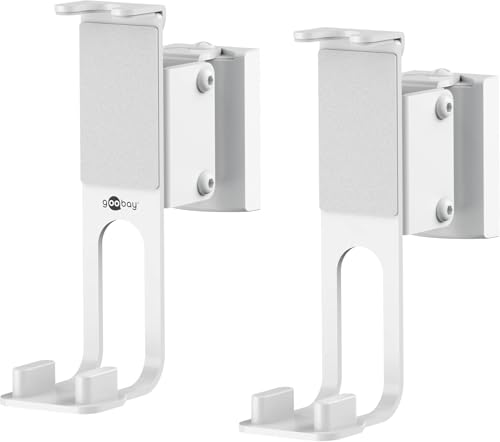 goobay Lautsprecher-Wandhalterung für Sonos One/SL/Play:1 2er-Set bis 3 kg neigbar & schwenkbar Stahl Weiß 71348