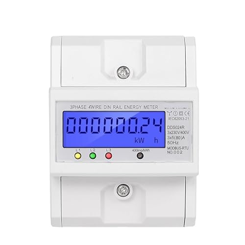 Wattmètre électronique triphasé 380V AC avec écran LCD rétroéclairé 5-80A
