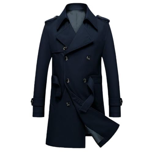 Manteau mi-longueur bleu marine double rangée : protection élégante mi-saison XL