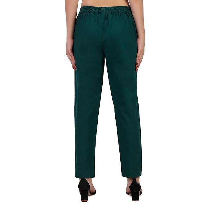 Image of Aarav Fabric Women's 100% Cotton Casual Pant | Ankle Length Regular fit Cotton Trouser | Straight Fit Formal Pants for Kurti, Office, Casual and Daily Outdoor Lifestyle