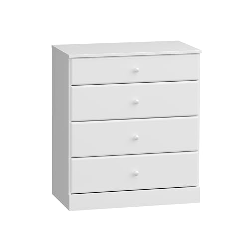 Prepac Astrid Simplistic 4-Drawer Dresser for Bedroom, Functional Bedroom Dresser Chest of Drawers 18.25' D x 30' W x 34' H, White, WDBR-0401-1