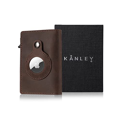Kanley Airtag Leather Smart Wallet for Men with Tracking Case Card Holder Slots, Money Clip Brown2