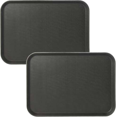 Image of Prokitchen Rectangle Multi-use Anti-Skid Serving Tray Set of 2 - Unbreakable Snacks Tea Water Serving Tray, Lightweight, Sturdy, Non-Slip Platter for Restaurants, Cafes & Bars (14 X 18 Inches)