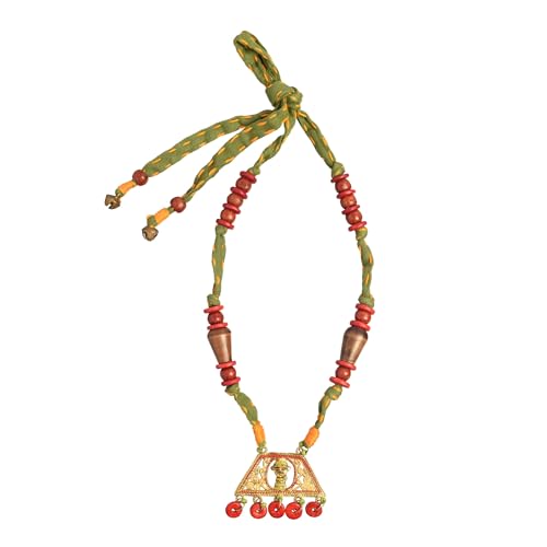 Image of AAKRITI ART CREATIONS Royal Empress Handcrafted Tribal Dhokra Necklace & Choker Collection | Artisan Ethnic Brass Jewelry with Oval & Square Designs, Amulet & Talisman Styles for Women