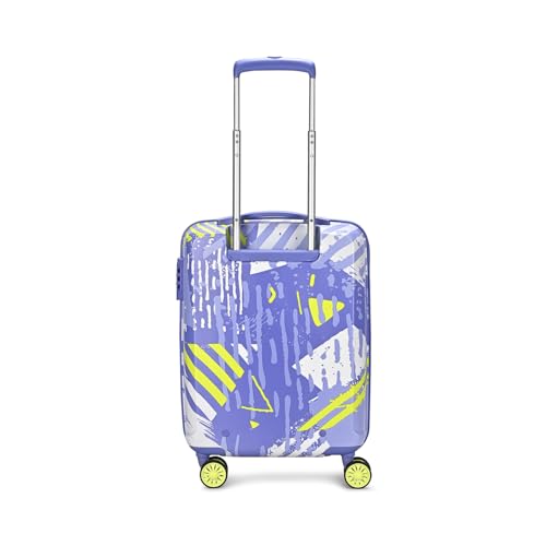 Image of Skybags Wanderlust Cabin Trolley Bag 55cm | Small | Hard Luggage | Printed 8-Wheel Suitcase | TSA Lock with Anti-Theft Zipper | Polycarbonate | 3 Years International Warranty - Unisex (Blue-Lime)