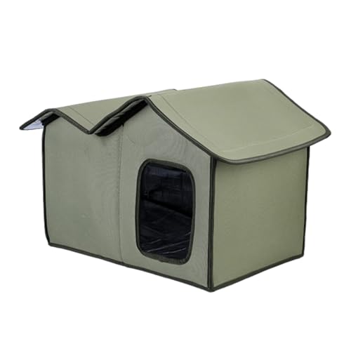 冬の猫ハウス、屋外猫シェルター - 大型冬用断熱ペットハウス | 耐候性暖かいシェルターペットの洞窟、透明なドアデザインの洗える猫シェルターポーチヤード用幅広い用途に最適: 屋外用猫ベッドは、ガレー