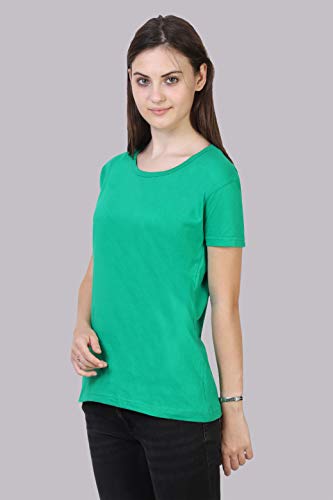 Image of FLEXIMAA Women's Cotton Plain Round Neck Half Sleeve T-Shirt