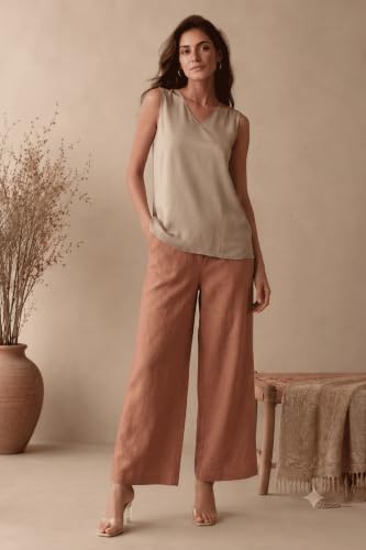 Image of SAADAA V-Neck Tops for Women| Viscose Fabric | Sleeveless Design | Relaxed Fit for Everyday Comfort | Office & Casual Wear
