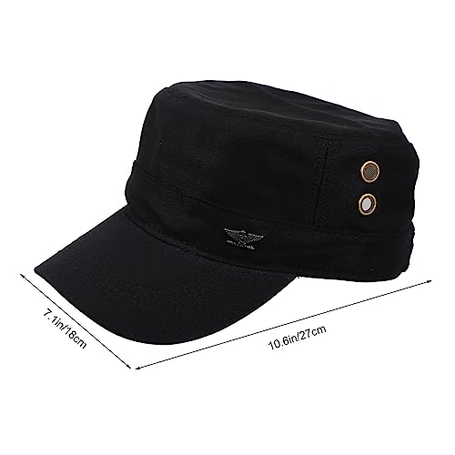 FRCOLOR 1Pc Men Flat Top Baseball Cap Casual Stylish Sun Hat for Outdoor Sports Durable All Season Wear for Beach Travel and Daily Activities Black2