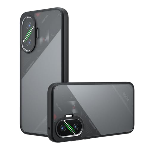 【TIFIYA】For Xiaomi POCO F7 用 ケース 指紋防止 米軍MIL規格 TPU+PC素材 シャオミ poco f7 ケース 耐衝撃 落下防止 耐久性 カメラ保護 軽量 poco f7 保護カバー 半透明(ブラック)