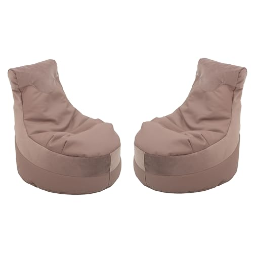 FDP Velvet and Vinyl Trendy Bean Bag, Children's Furniture for Bedroom, Playroom, Daycare, Preschool or Classroom, 2-Pack - Mauve