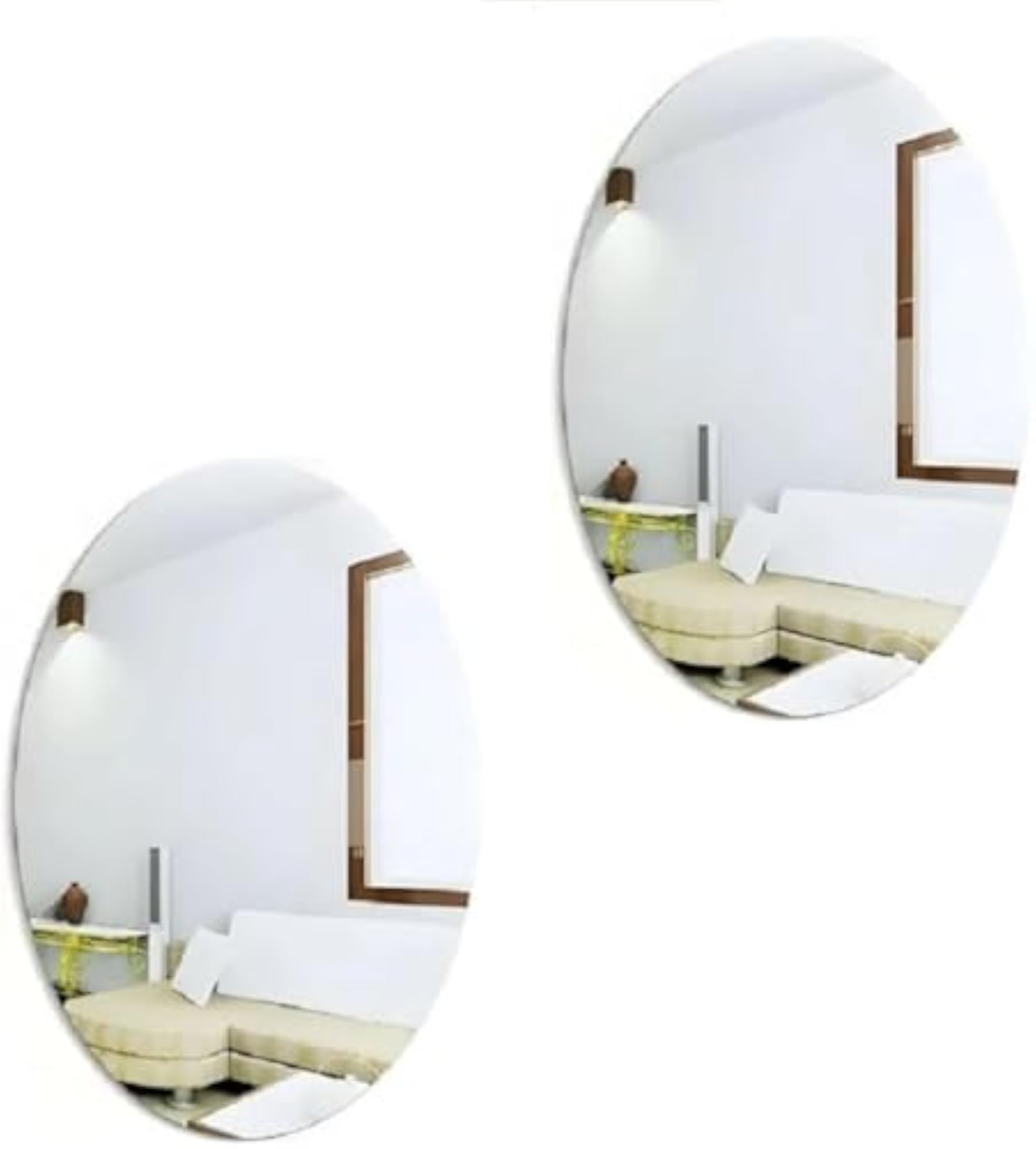 Oval Shape Adhesive Mirror Sticker, Decorative Wall Decor