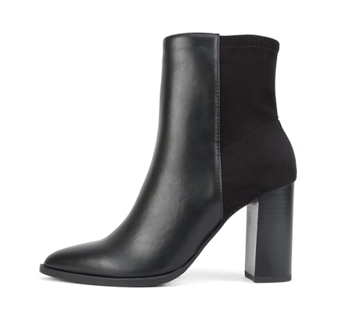 Soda “Mover” ~ Women Pointed Toe Two-Tone Medium Heel Ankle Boot with Side Zipper