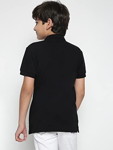 Image of Li'l Tomatoes Boys Lil Tomatoes Boys Marvel Cotton Polo T-Shirt, Black, 15-16 Years