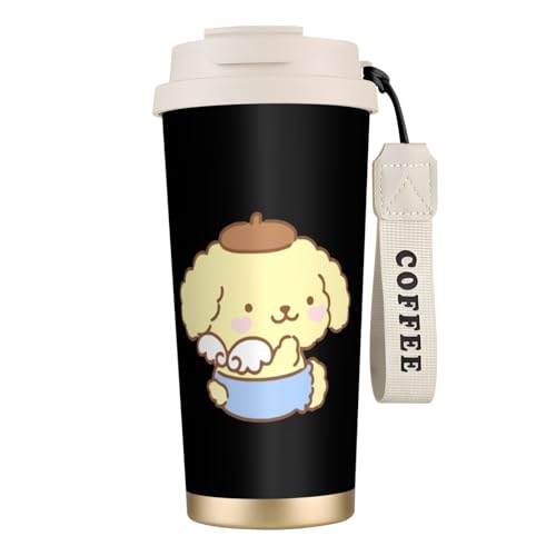 タンブラー コーヒー ポムポムプリン 水筒 ステンレス ボトル 魔法瓶 オフィス マグカップ カフェマグ 車用 マグボトル 真空断熱 保温 保冷 ふた付き 直飲み 広口 漏れない 二重構造 持ち運び 500ml