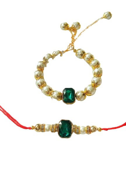 MANATH Rakhi Elegant Gold Plated Designer Floral Rakhi Combo (Set of 2)