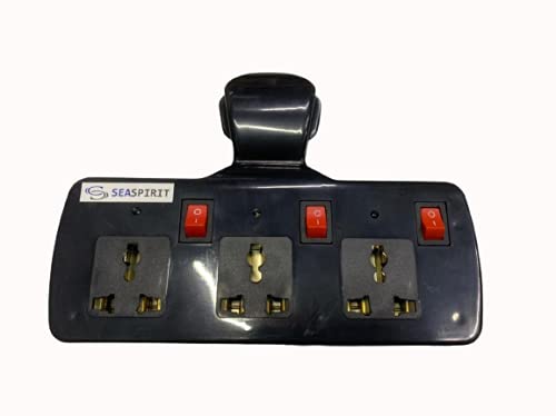 SEASPIRIT 3 PIN Multi Plug with Indicator White and Black,3 Way Switched Adaptor, Universal Plug USB Travel Adaptor (172 Black)-picture-25