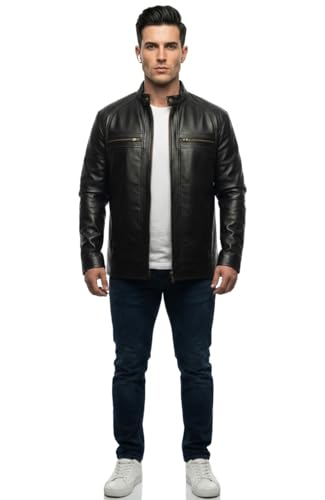 Image of Genuine Leather Jacket for Men | Pure Sheep Leather Jacket for Men | Original Leather Jacket for Mens | Biker & Casual and Winter Jacket No Fur