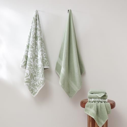 Modern Threads Amrapur Overseas Trefoil Filigree 6-Piece Reversible Yarn Dyed Jacquard Towel Set - Bath Towels, Hand Towels, & Washcloths - Super Absorbent & Quick Dry - 100% Combed Cotton - Cosy Home Interiors Modern Threads Amrapur Overseas Trefoil Filigree 6-Piece Reversible Yarn Dyed Jacquard Towel Set - Bath Towels, Hand Towels, & Washcloths - Super Absorbent & Quick Dry - 100% Combed Cotton - Image 4